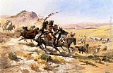 Charles Marion Russell Canvas Paintings - Attack on a Wagon Train